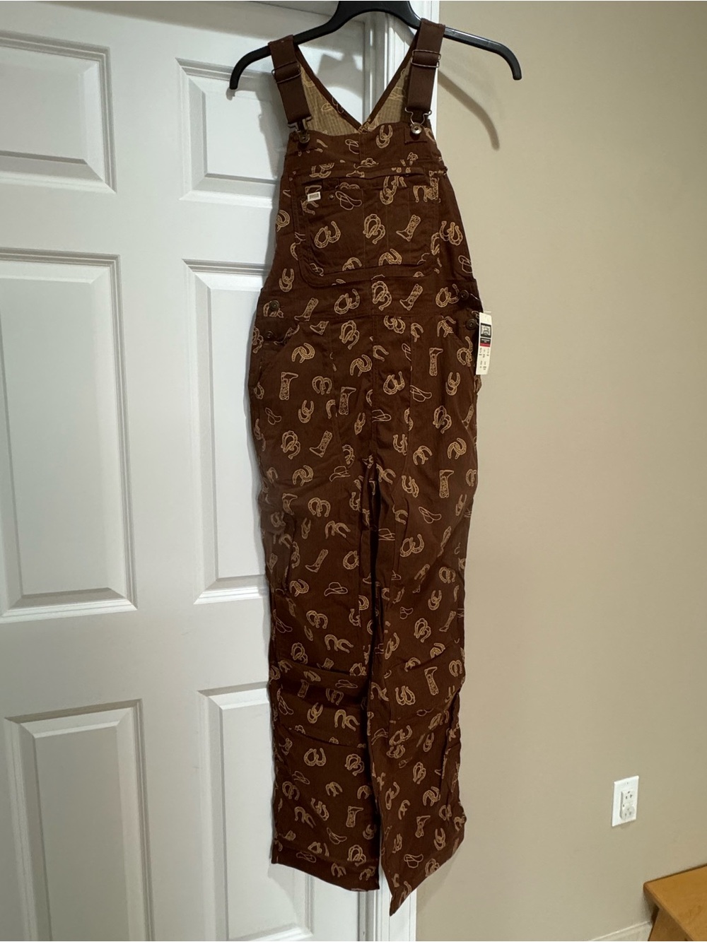 Duluth Trading Co Brown Western-Print Bib Overalls